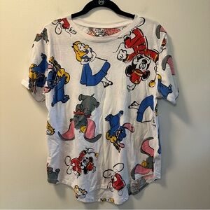 Disney 100th Year Anniversary Women’s White Animated Character Tee Sz XL
